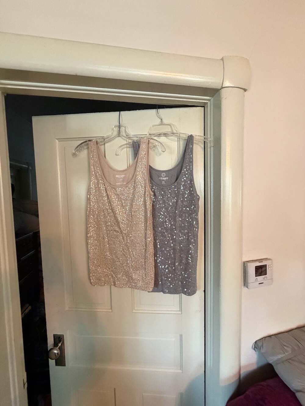 Old Navy Sequin Tank Tops Lot of 2 Pink and Grey Size L